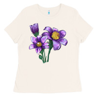 Bone Pasque Flower Illustrations Ladies Tee - LillyAllenDesigns