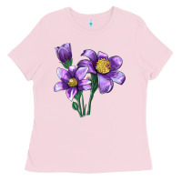 Bubblegum Pink Pasque Flower Illustrations Ladies Tee - LillyAllenDesigns
