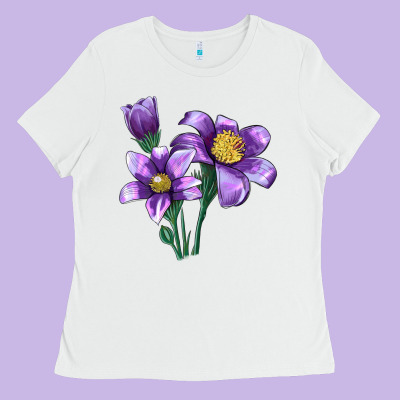 Pasque Flower Illustrations Ladies Tee Designed By Lillyallendesigns