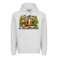 Dove Grey camping is my happy place caravan Premium Hoodie - BarkalooDesign