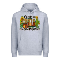 Heather Grey camping is my happy place caravan Premium Hoodie - BarkalooDesign