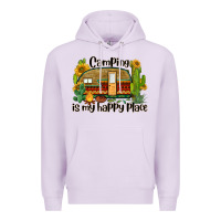 Lilac camping is my happy place caravan Premium Hoodie - BarkalooDesign