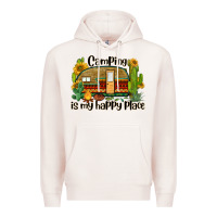 Pale Pink camping is my happy place caravan Premium Hoodie - BarkalooDesign