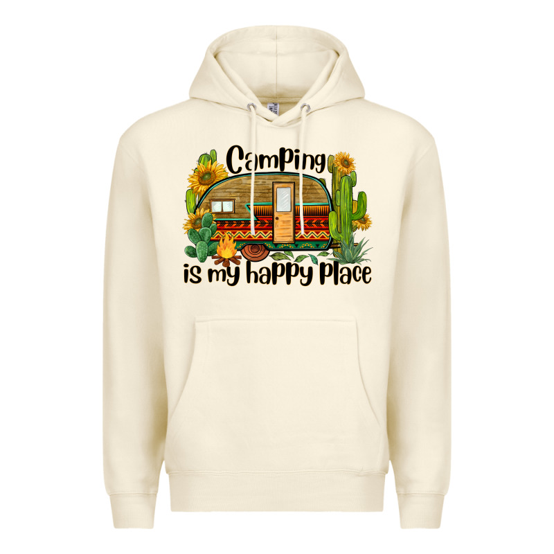 Camping Is My Happy Place Caravan Premium Hoodie by BarkalooDesign | Teevron