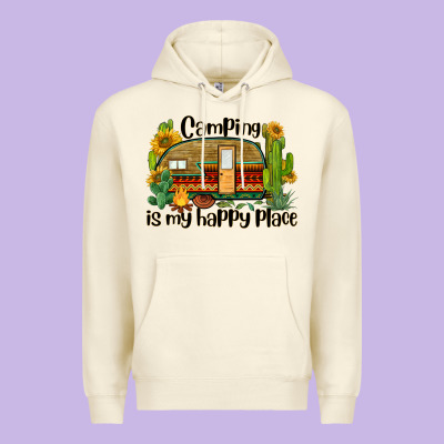 Camping Is My Happy Place Caravan Premium Hoodie Designed By Barkaloodesign