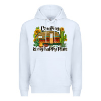 White camping is my happy place caravan Premium Hoodie - BarkalooDesign