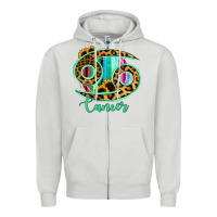 Dove Grey Cancer Zodiac Sign Sunflower Leopard Serape Zipper Hoodie - RanaPortraitStore