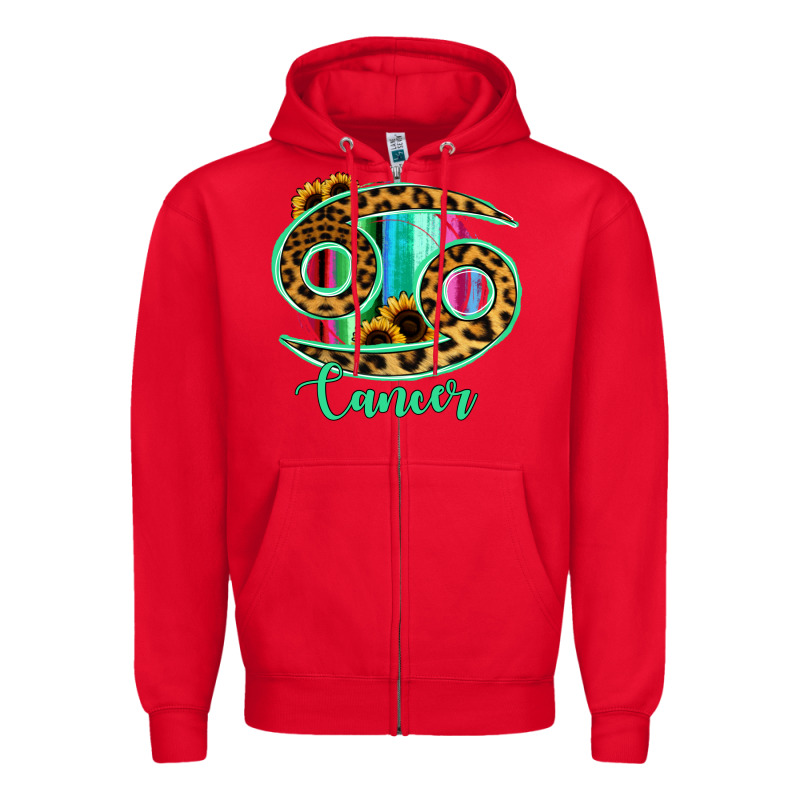 Cancer Zodiac Sign Sunflower Leopard Serape Zipper Hoodie by RanaPortraitStore | Teevron