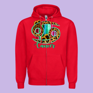 Cancer Zodiac Sign Sunflower Leopard Serape Zipper Hoodie Designed By Ranaportraitstore