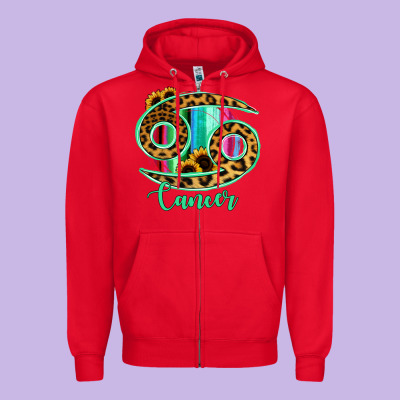Cancer Zodiac Sign Sunflower Leopard Serape Zipper Hoodie Designed By Ranaportraitstore