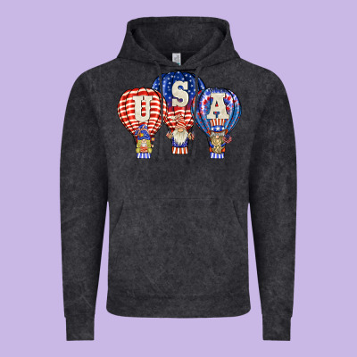 Usa Air Balloon Gnomies Vintage Hoodie Designed By Barkaloodesign