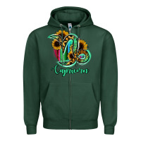 Sports Green Capricorn Zodiac Sign Sunflower Leopard Serape Zipper Hoodie - RanaPortraitStore