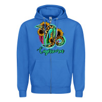 True Royal Capricorn Zodiac Sign Sunflower Leopard Serape Zipper Hoodie - RanaPortraitStore