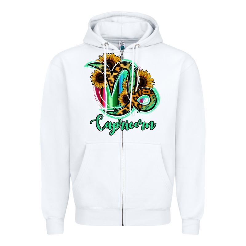 Capricorn Zodiac Sign Sunflower Leopard Serape Zipper Hoodie by RanaPortraitStore | Teevron