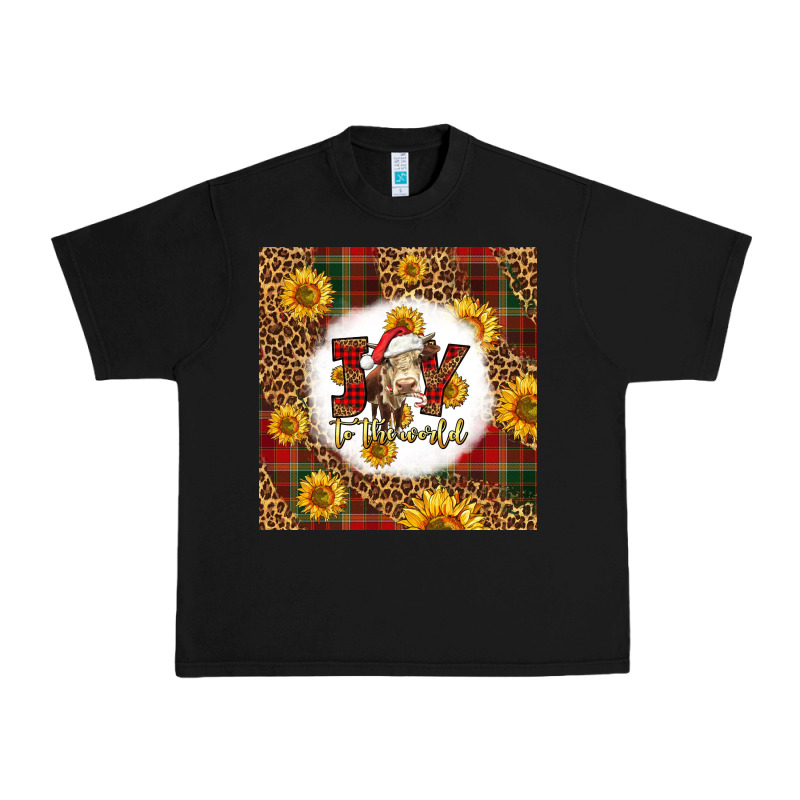 Joy To The World Christmas Cow Urban Heavy Tee by LillyAllenDesigns | Teevron