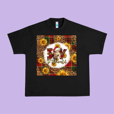 Joy To The World Christmas Cow Urban Heavy Tee Designed By Lillyallendesigns