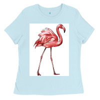 Baby Blue Pink Flamingo Ladies Tee - LillyAllenDesigns