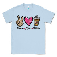 Dusty Blue peace love coffee Classic Tee - Jasminsmagicworld