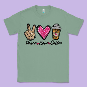 Peace Love Coffee Classic Tee Designed By Jasminsmagicworld