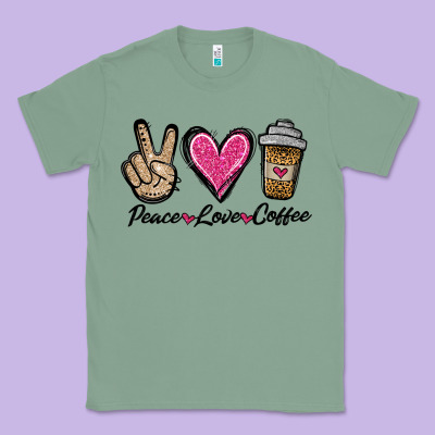 Peace Love Coffee Classic Tee Designed By Jasminsmagicworld