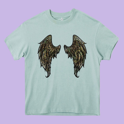 Leopard Camouflage Wings Heavy Core Tee Designed By Ranaportraitstore