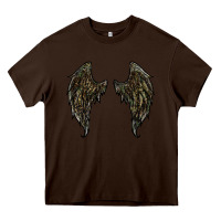 Chocolate Brown leopard camouflage wings Heavy Core Tee - RanaPortraitStore
