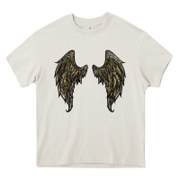 Cream leopard camouflage wings Heavy Core Tee - RanaPortraitStore