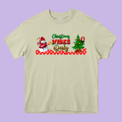 Christmas Vibes Only Libbey Glass Heavy Core Tee Designed By Bundleandbundleshop