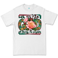 White With god all things are possible leopard frame Premium Tee - LillyAllenDesigns