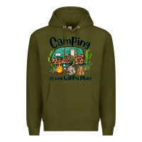 Army Green camping is my happy place caravan and gnome Premium Hoodie - BarkalooDesign