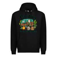 Black camping is my happy place caravan and gnome Premium Hoodie - BarkalooDesign