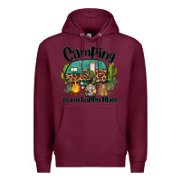 Burgundy camping is my happy place caravan and gnome Premium Hoodie - BarkalooDesign