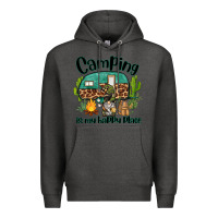 Charcoal Heather camping is my happy place caravan and gnome Premium Hoodie - BarkalooDesign