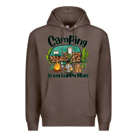 Coffee camping is my happy place caravan and gnome Premium Hoodie - BarkalooDesign