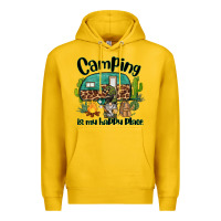 Lemon camping is my happy place caravan and gnome Premium Hoodie - BarkalooDesign