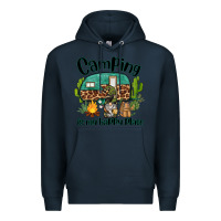 Navy camping is my happy place caravan and gnome Premium Hoodie - BarkalooDesign