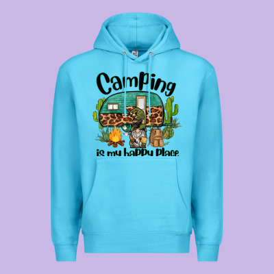 Camping Is My Happy Place Caravan And Gnome Premium Hoodie Designed By Barkaloodesign