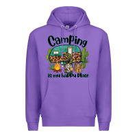 Purple camping is my happy place caravan and gnome Premium Hoodie - BarkalooDesign