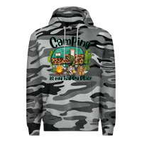 Slate Camo camping is my happy place caravan and gnome Premium Hoodie - BarkalooDesign