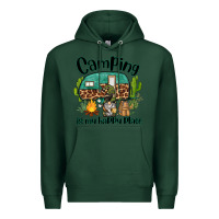 Sports Green camping is my happy place caravan and gnome Premium Hoodie - BarkalooDesign