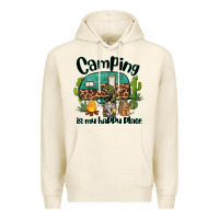 Tofu camping is my happy place caravan and gnome Premium Hoodie - BarkalooDesign