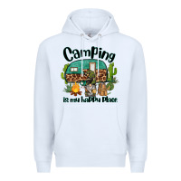 White camping is my happy place caravan and gnome Premium Hoodie - BarkalooDesign