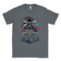 Charcoal Heather race life  messy bun Classic Tee - BarkalooDesign