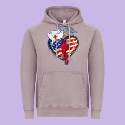 Patriotic Nurse Love Vintage Hoodie Designed By Barkaloodesign