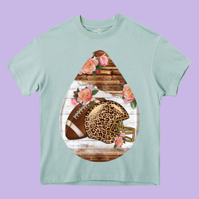 American Football And Western Roses Teardrop Heavy Core Tee Designed By Bundleandbundleshop