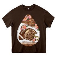 Chocolate Brown american football and western roses teardrop Heavy Core Tee - BundleAndBundleShop