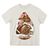 Cream american football and western roses teardrop Heavy Core Tee - BundleAndBundleShop