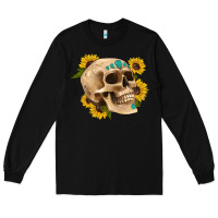 Black skull flowers and gemstone Long Sleeve Tee - Artiststas