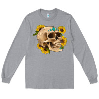 Heather Grey skull flowers and gemstone Long Sleeve Tee - Artiststas