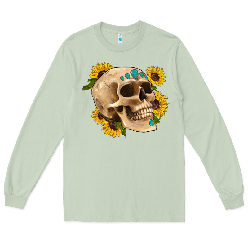 Skull Flowers And Gemstone Long Sleeve Tee by Artiststas | Teevron